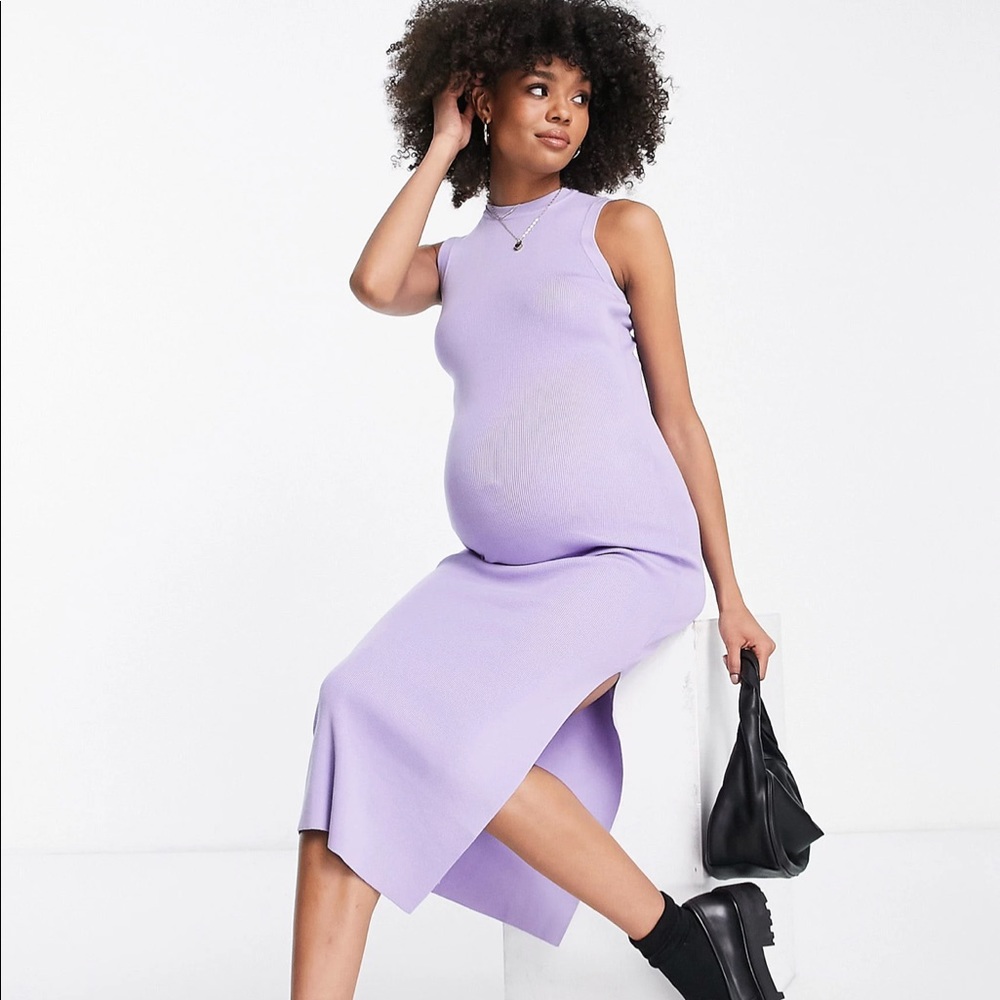 ASOS Design racer midi maternity dress in lilac